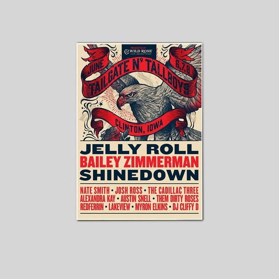 ELLY ROLL BAILEY ZIMMERMAN SHINEDOWN Tailgate N' Tallboys Ltd Ed RARE Poster Size 24''x36'' Goldengate