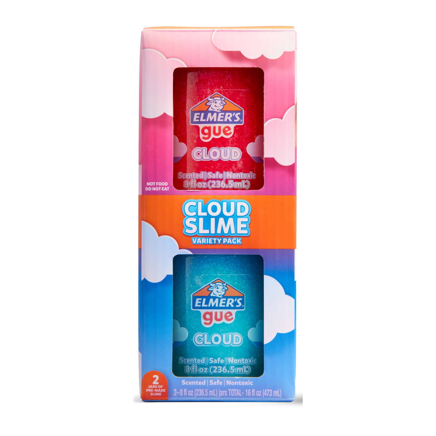 Elmers Gue Premade Slime, Cloud Slime, 8 oz, 2 Count