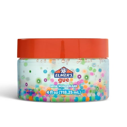 Elmer's Gue Premade Slime, Neon Wonderland, Crunchy Slime, Clear Slime, Contains Glow-in-the-Dark Mix-Ins, 1 Count (4 oz)