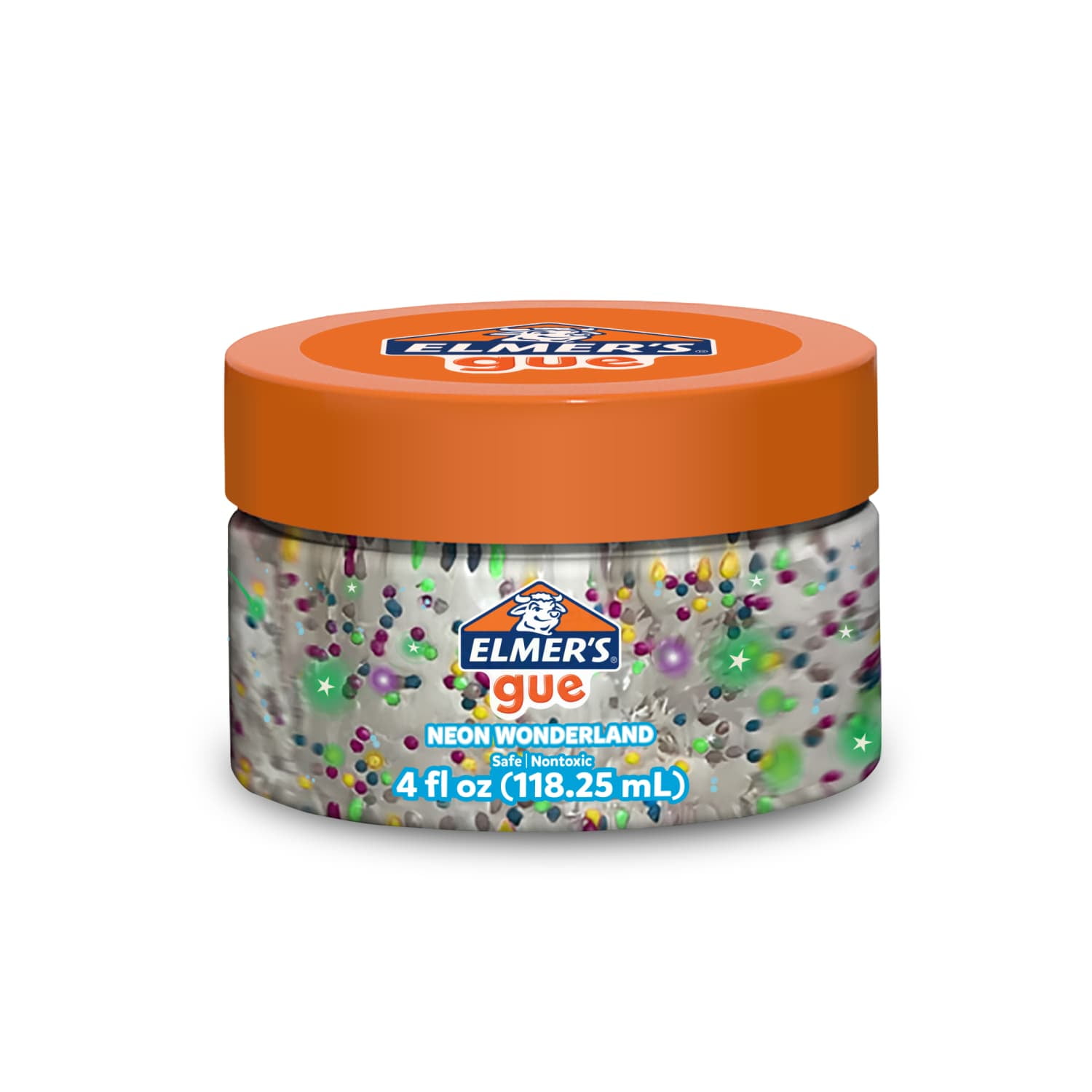 Elmer's Gue Neon Wonderland Slime With Glow-in-the-Dark Mix-Ins, Crunchy Clear Texture, 4 Oz