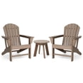 thumbnail image 1 of ELM PLUS LLC Outdoor Patio HDPE Adirondack Chair Side Table Set or End Table by Elm Plus 1 Tan Table & 2 Chairs, 1 of 5