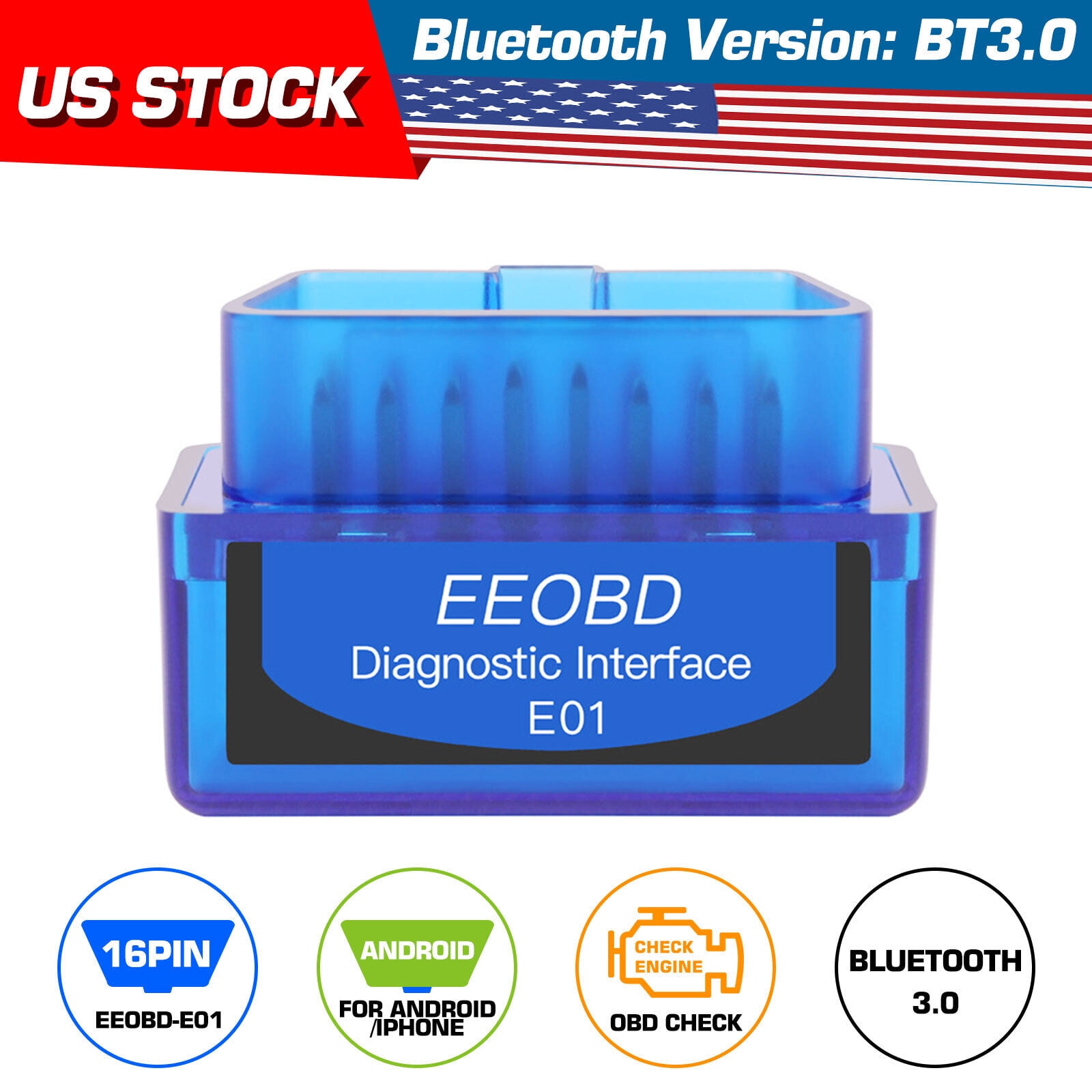ELM327 OBD2 Code Reader Scanner V3.0 Bluetooth Diagnostic Interface Fit ...