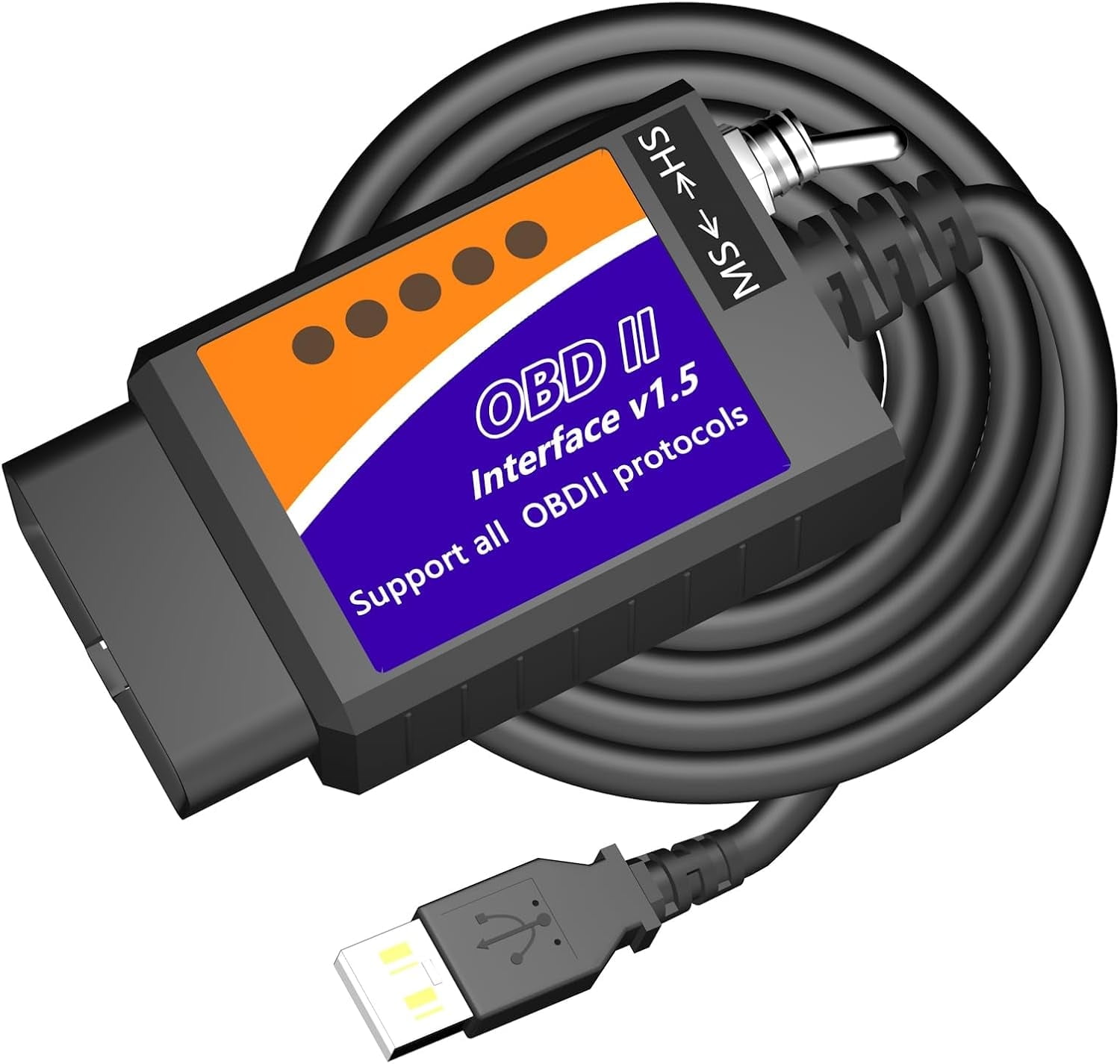 ELM327 OBD2 to USB Cable ELM327 OBD2 Adapter Code Reader Scanner ELM 327 USB Cable Interface OBD