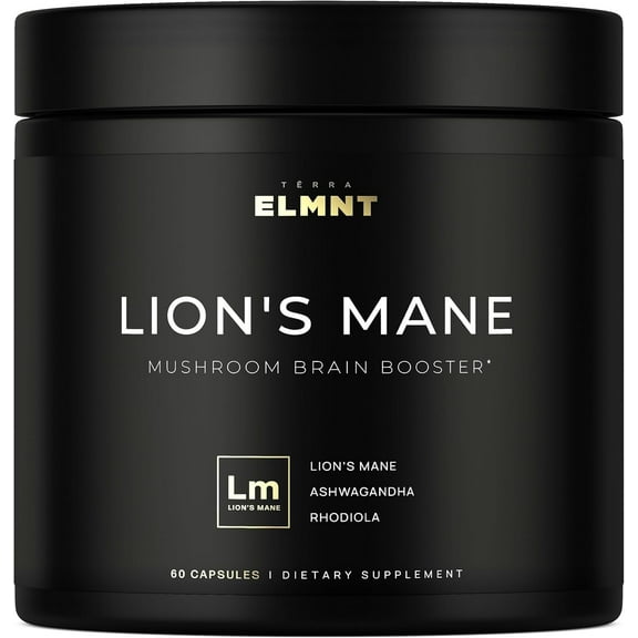 ELMNT 16x Strength Lions Mane Mushroom Supplement Super Nootropic Energy Focus Memory Pills, Unisex