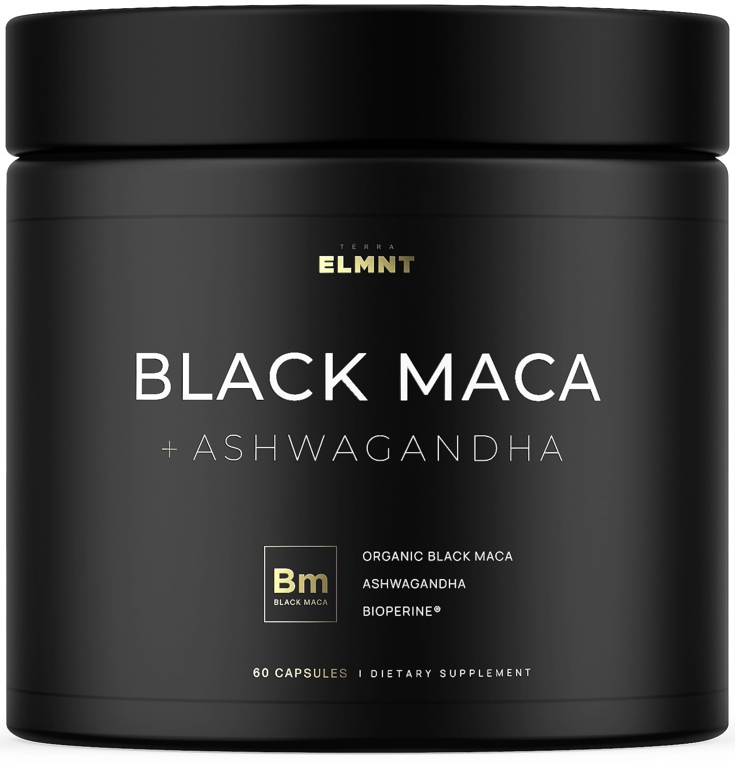 ELMNT 40x Strength Organic Black Maca Root with Ashwagandha Blends, Black Maca Root Capsules for Men