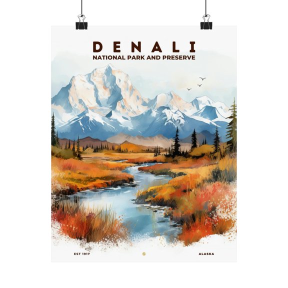 ELNEIT - Denali National Park Poster, Unframed Matte Paper, S08