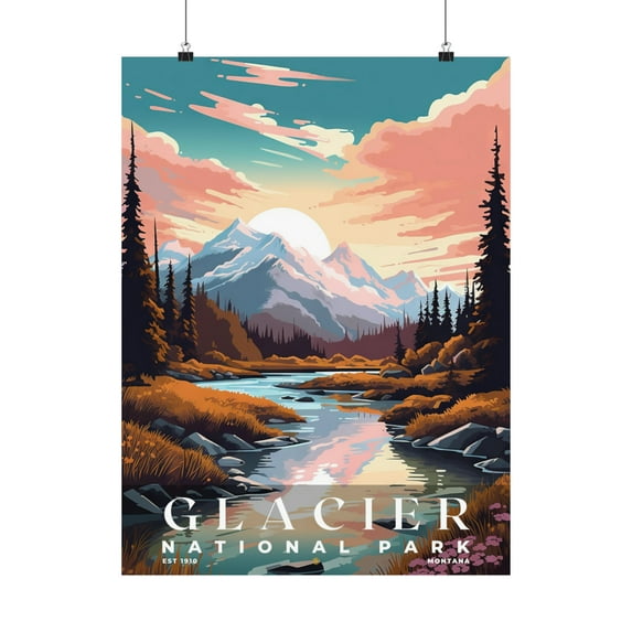 ELNEIT - Glacier National Park Poster, Unframed Matte Paper, S05