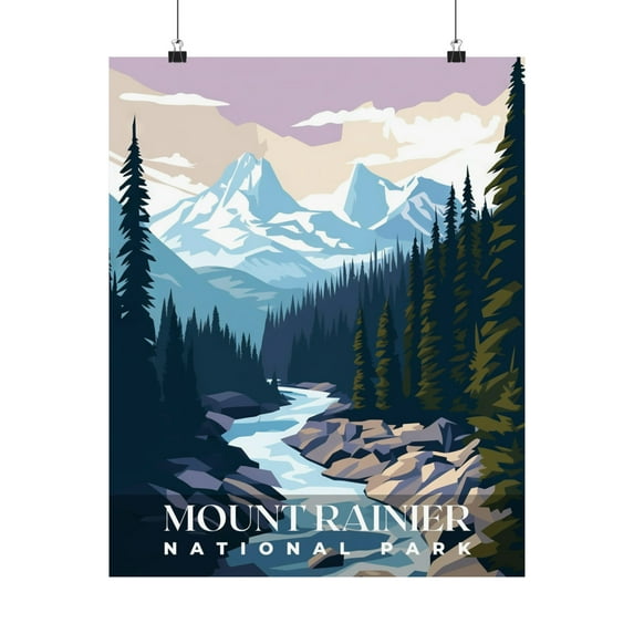 ELNEIT - Mount Rainier National Park Poster, Unframed Matte Paper, S01