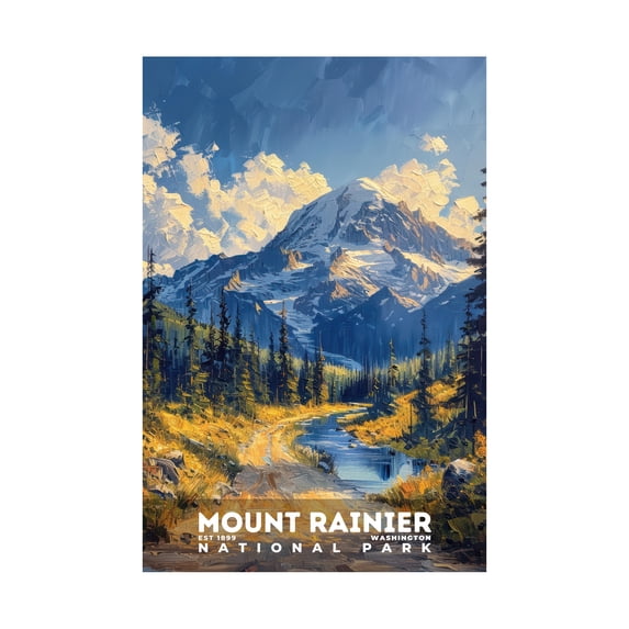 ELNEIT - Mount Rainier National Park Poster, Unframed Matte Paper, S14