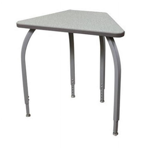 ELO7216-ADJ-SS-32 Elo 18 x 30 Connect 6 desk, 4 Adjustable Smooth Silver Legs, Black Beveled Lotz Armor Edge, Bannister Oak Laminate Top