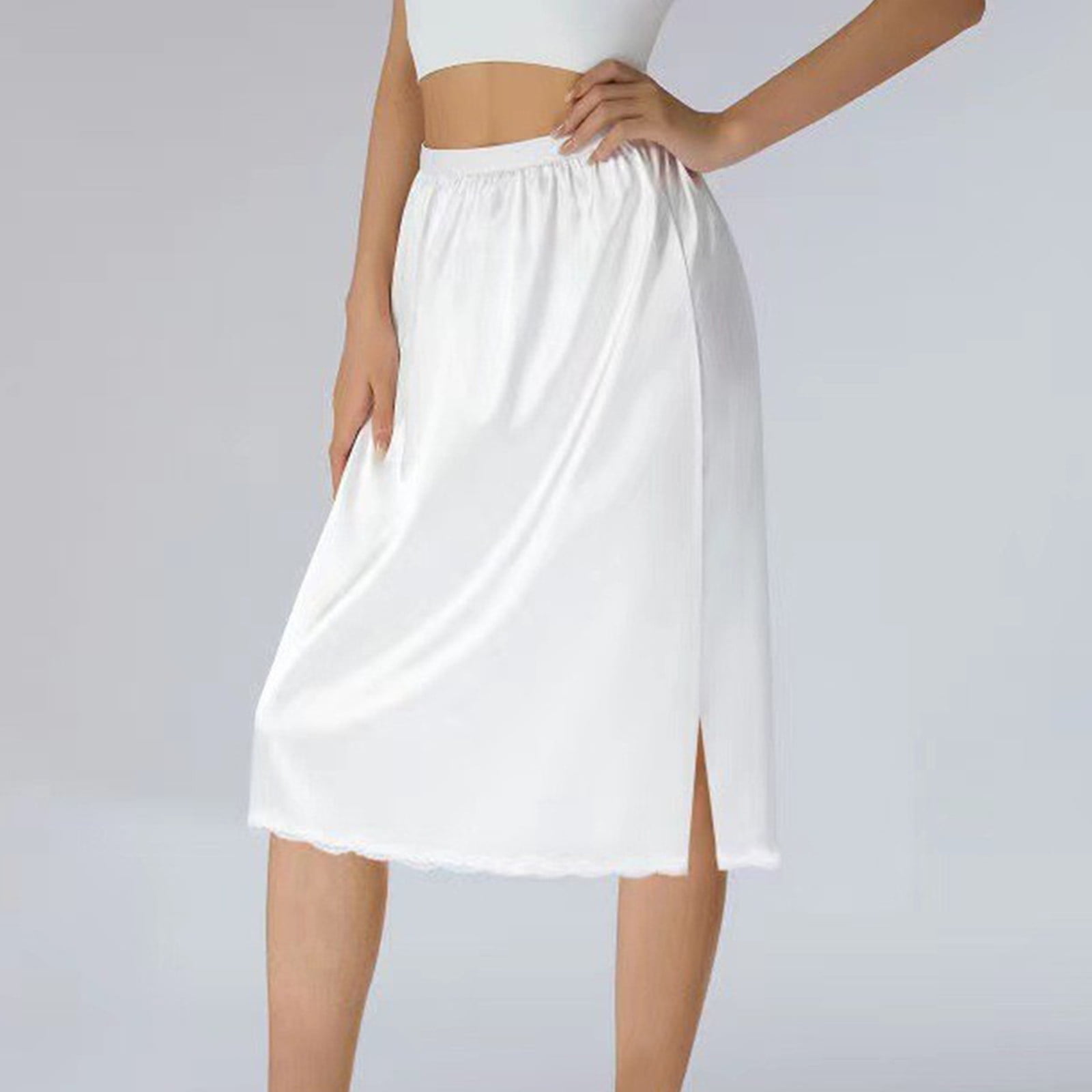 ELOKHHDK Women Half Slips Under Dress Lace Hem Elastic Waist Petticoat Underskirt Knee Length