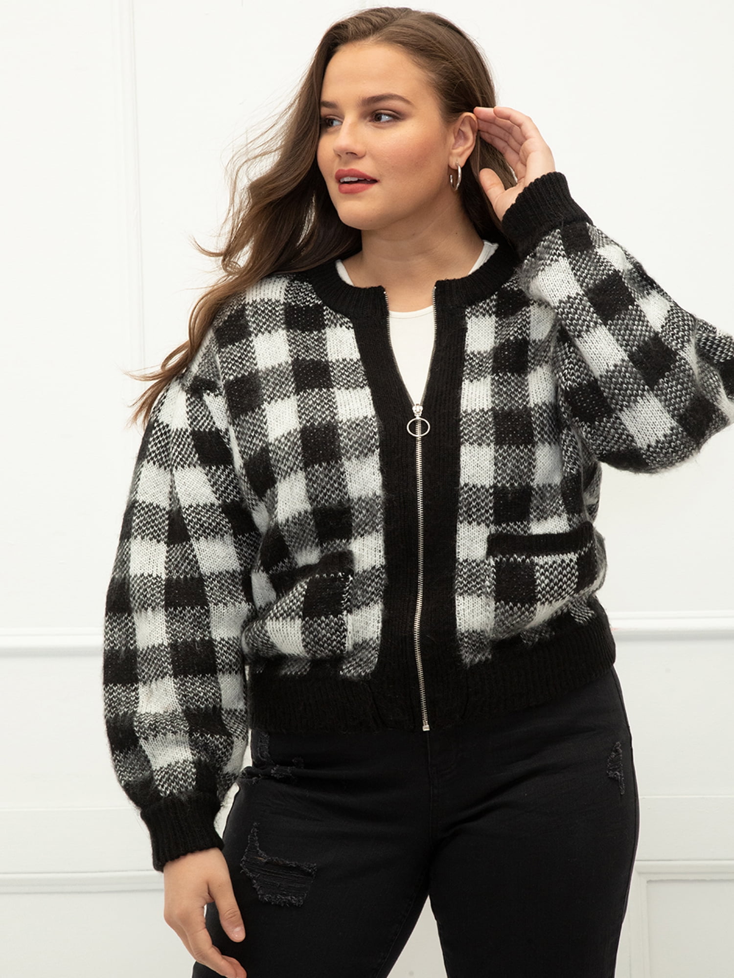 Plus size buffalo plaid on sale sweater