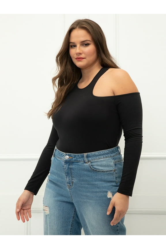 Plus Size Cut-Out Shoulder T-Shirt