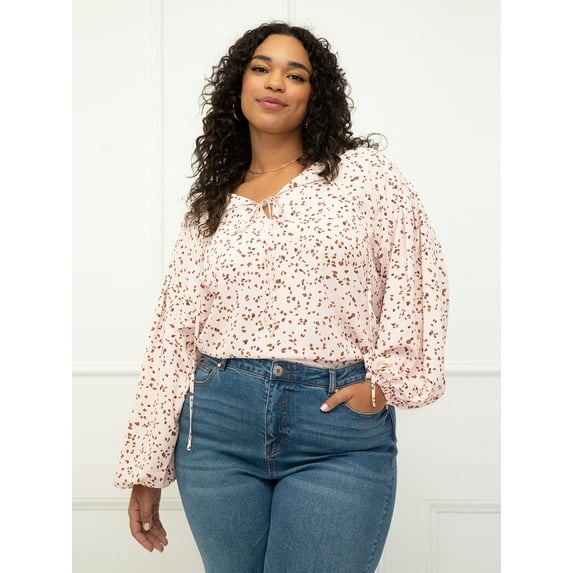 ELOQUII Elements Puff Sleeve Blouse, Women's Plus Size