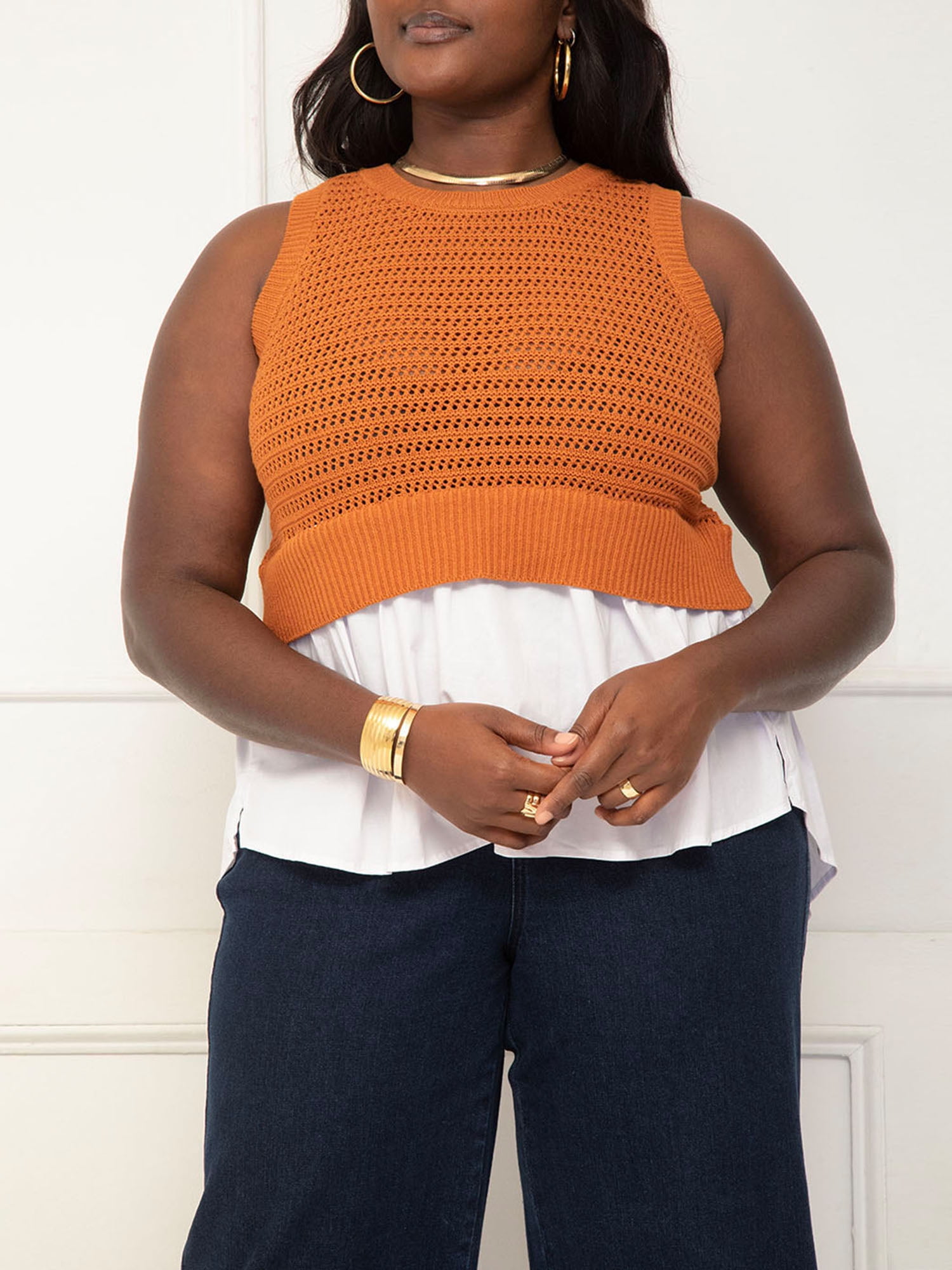 Layered shirt sweater cheap