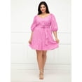 thumbnail image 1 of ELOQUII Elements Women's Plus Size Belted Eyelet Dress, 1 of 5