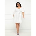 thumbnail image 1 of ELOQUII Elements Women's Plus Size Belted Eyelet Dress, 1 of 4