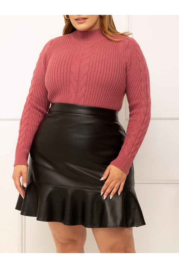 Women's Plus Size Bustier Detail Sweater, Midweight