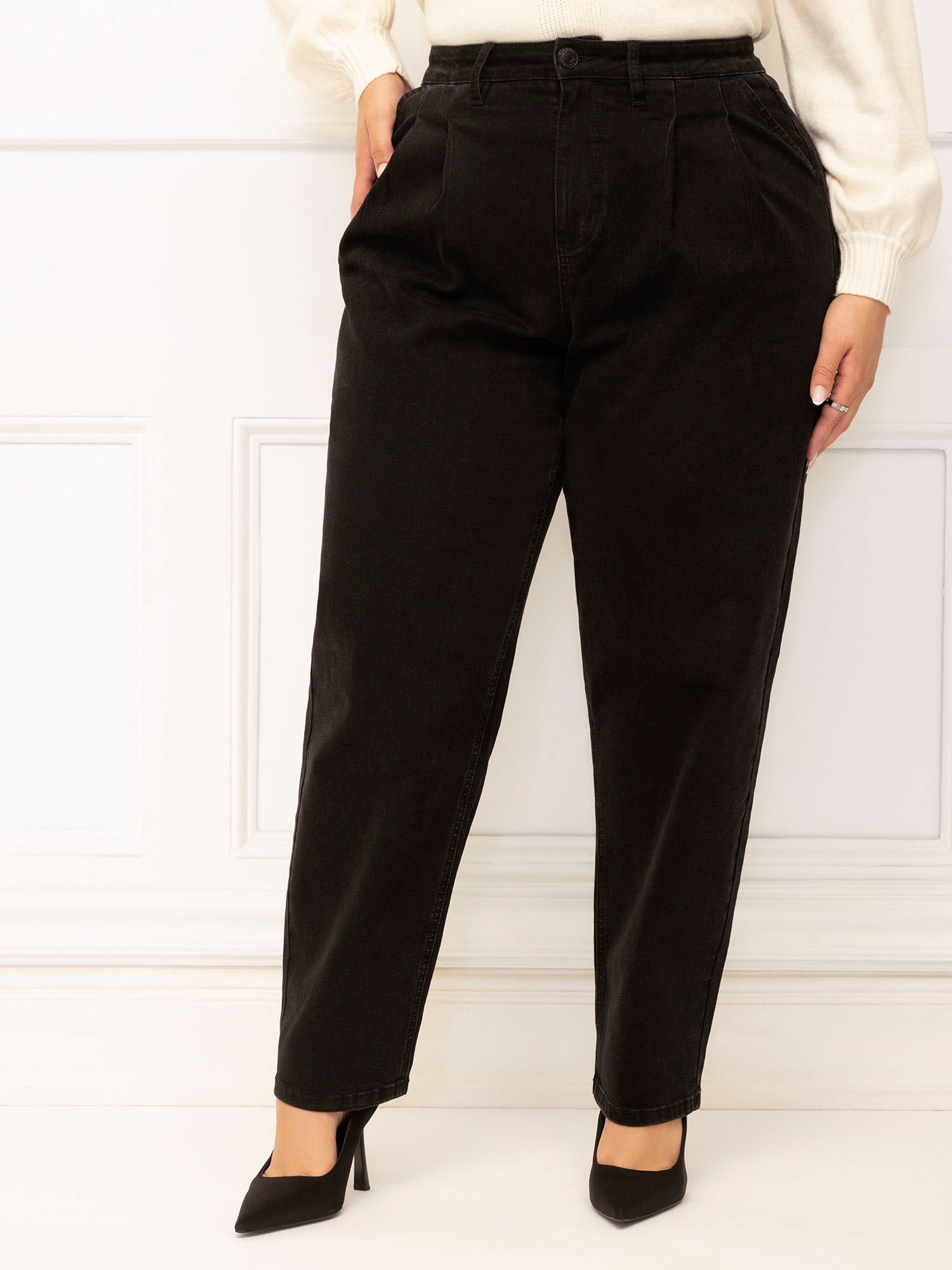 ELOQUII Elements Women's Plus Size Carrot Leg Jeans, 30” Inseam