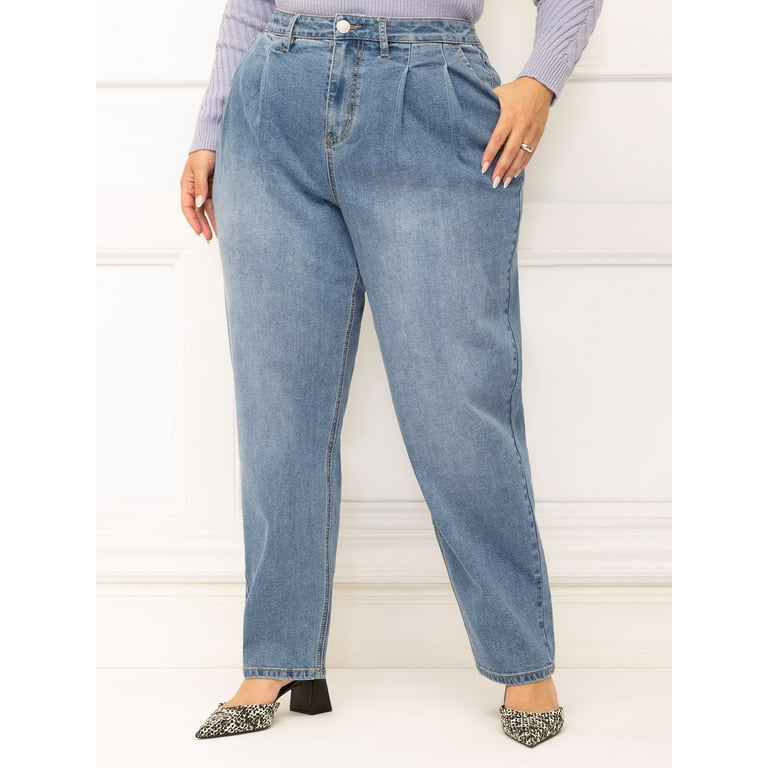 ELOQUII Elements Women's Plus Size Carrot Leg Jeans, 30” Inseam