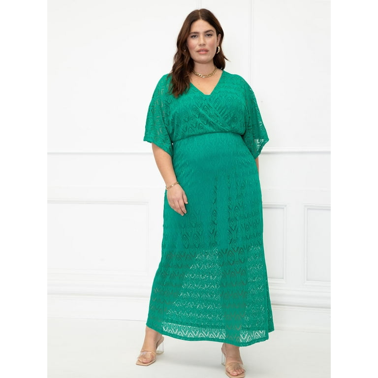 ELOQUII Elements Women s Plus Size Crochet Maxi Dress Walmart
