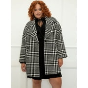 ELOQUII Elements Women's Plus Size Houndstooth Coat