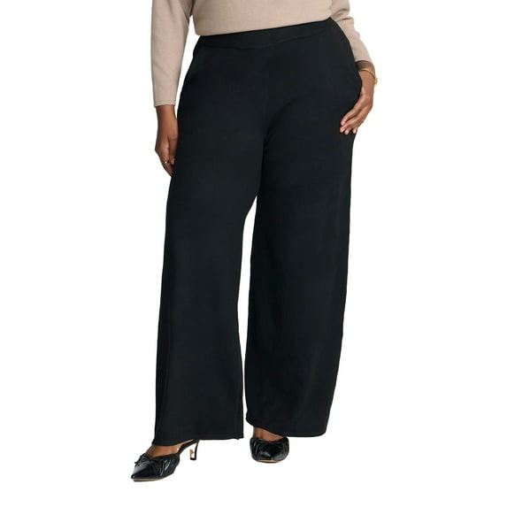 ELOQUII Elements Women's Plus Size Knit Wide Leg Sweater Pant