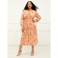 thumbnail image 1 of ELOQUII Elements Women's Plus Size Knot Front Pleated Skirt Dress, 1 of 6