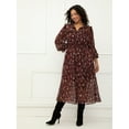 thumbnail image 1 of ELOQUII Elements Women's Plus Size Midi Shirtdress With Ruffles, 1 of 6