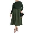 thumbnail image 1 of ELOQUII Elements Women's Plus Size Mockneck Twofer Midi Dress, 1 of 5