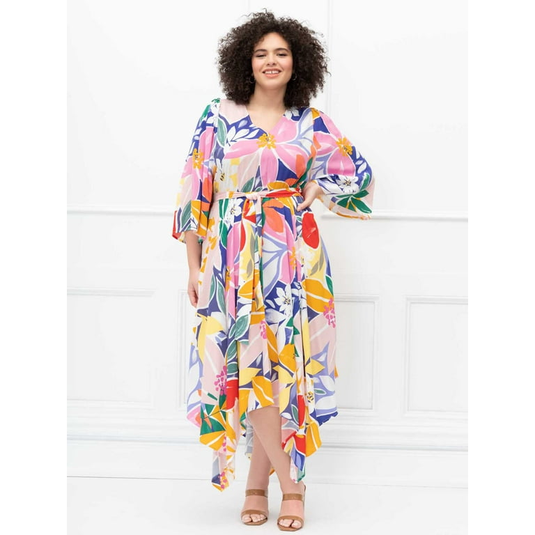 Kimono sleeve maxi dress plus size 2025