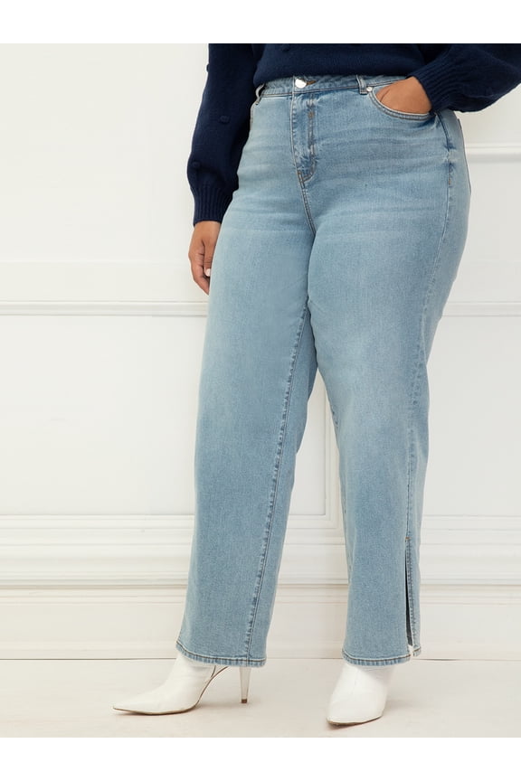 Women's Plus Size Straight Leg Jean With Slit