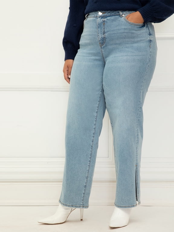 Women's Plus Size Straight Leg Jean With Slit