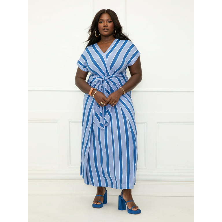 Biskop bekendtskab Efterår ELOQUII Elements Women's Plus Size Wrap Front Maxi Dress - Walmart.com