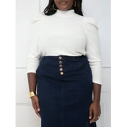 ELOQUII Elements Women's Plus Textured Mutton Sleeve Top