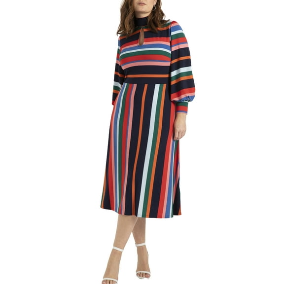 ELOQUII Women's Plus Size A-Line Dress With  Sleeves