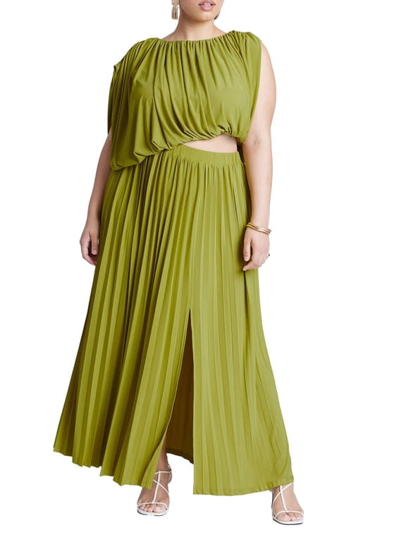 Women's Plus Size Asym Bodice Maxi Dress