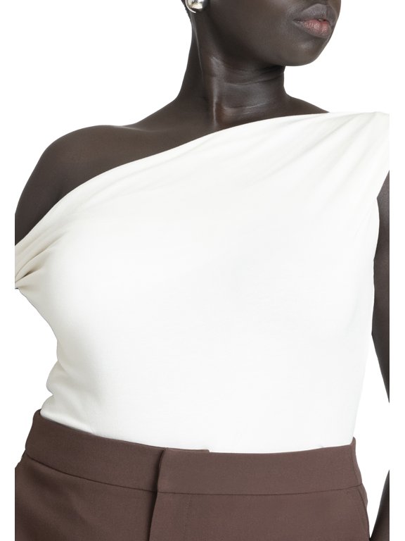 Women's Plus Size Asym Twist Sleeve Top
