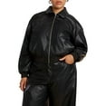 thumbnail image 1 of ELOQUII Women's Plus Size Basket Weave Faux Leather Bomber Jacket, 1 of 3