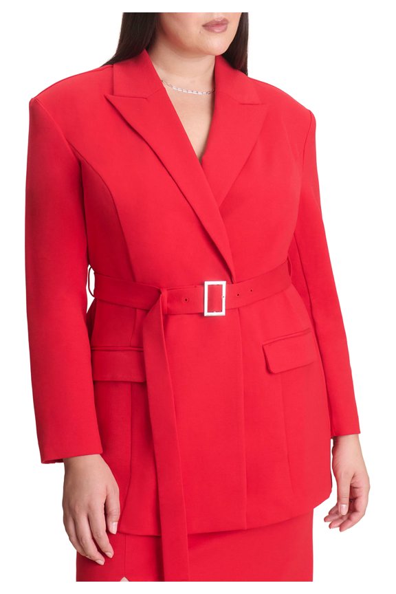 Women's Plus Size Belted Ponte Blazer