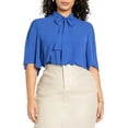 thumbnail image 1 of ELOQUII Women's Plus Size Bow Blouse With Flutter Sleeve, 1 of 4