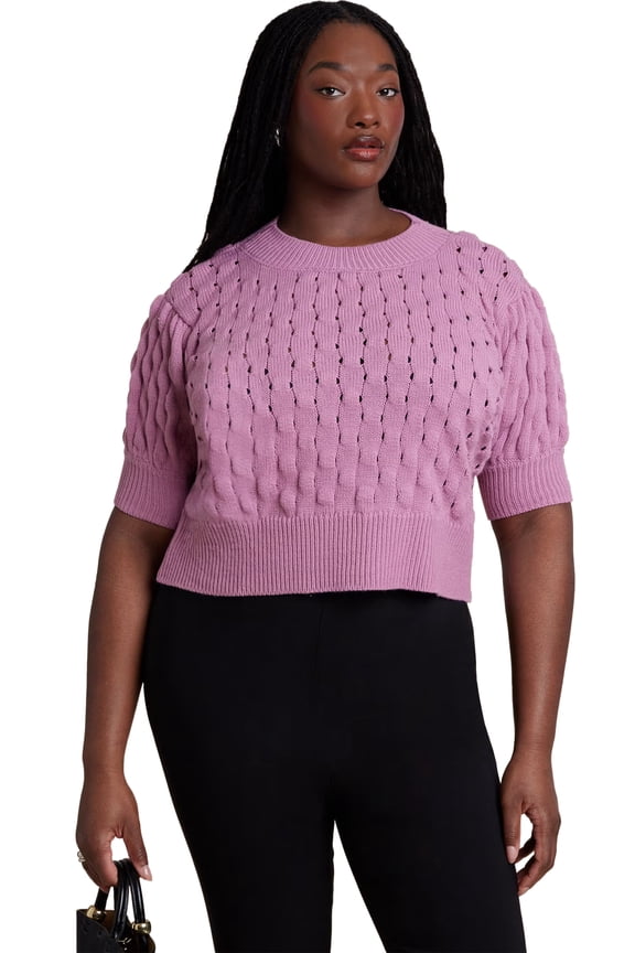 Women's Plus Size Bubble Stitch Sweater