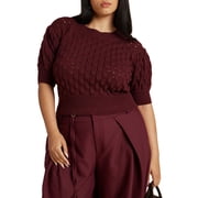ELOQUII Womens Plus Size Bubble Stitch Sweater