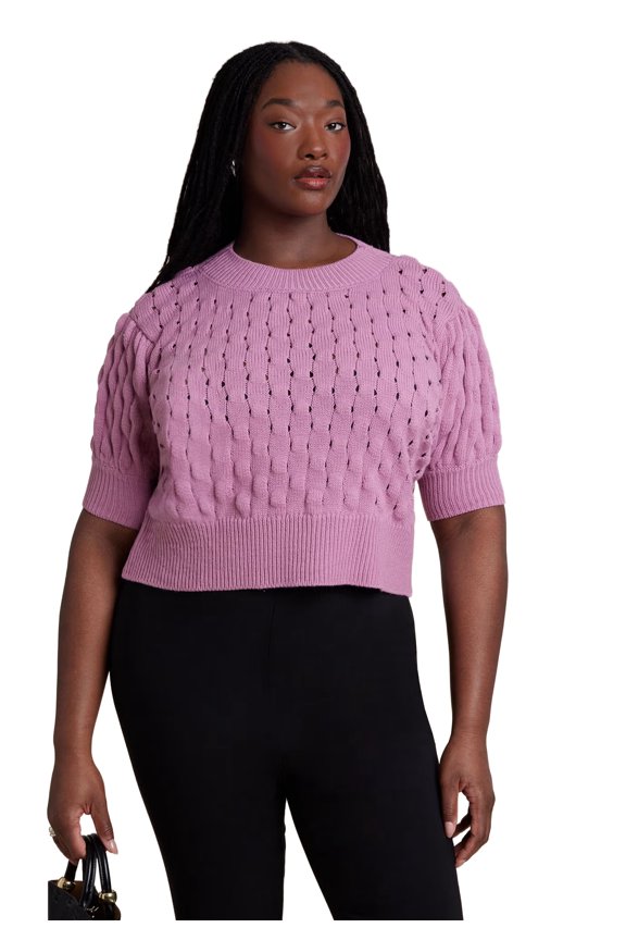 Women's Plus Size Bubble Stitch Sweater