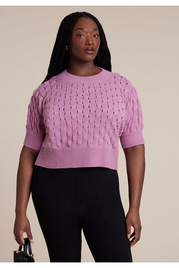 Women's Plus Size Bubble Stitch Sweater
