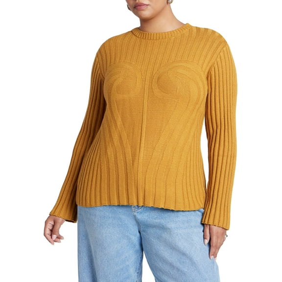 ELOQUII Women's Plus Size Bust Stitch Sweater