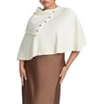 thumbnail image 1 of ELOQUII Women's Plus Size Button Detail Sweater Poncho, 1 of 3