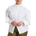 thumbnail image 1 of ELOQUII Women's Plus Size Cut Out Hem Button Up, 1 of 6