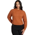 thumbnail image 1 of ELOQUII Women's Plus Size Cableknit Sweater With Wide Collar, 1 of 3
