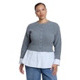 thumbnail image 1 of ELOQUII Women's Plus Size Cardigan Twofer Top, 1 of 3